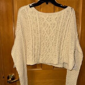 Free People Cream Cable Knit Sweater